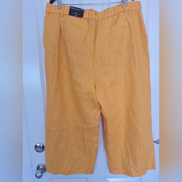 Worthhington yellow linen wide leg grop pants size 18W - Picture 3 of 9